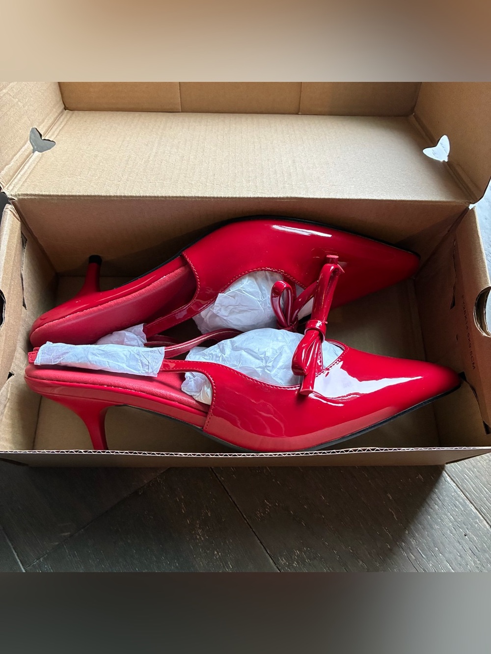 Red Patent Pointed Toe Kitten Heel Slingback Pumps - Women's